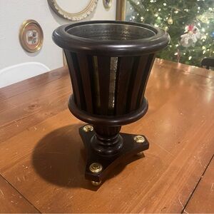 Wood and Brass Planter Pot Ice Bucket